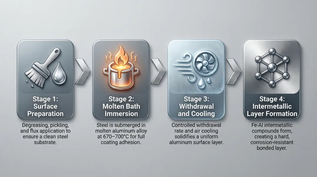 4-step hot-dip aluminizing manufacturing process flow diagram