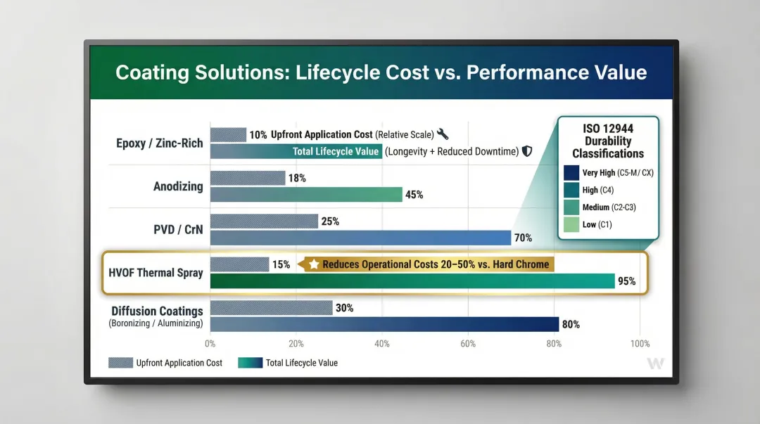 Industrial coating types lifecycle cost comparison chart from epoxy to diffusion coatings