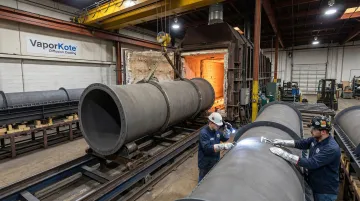 VaporKote diffusion coating process showing powder mix application on large industrial components