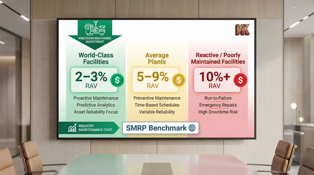 Industrial maintenance cost comparison world-class versus reactive facilities as percent of RAV