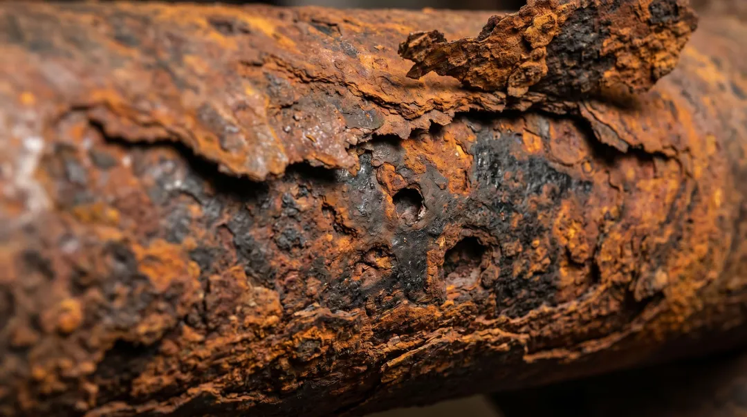 Industrial heat exchanger tubing showing corrosion damage from high-temperature process fluids