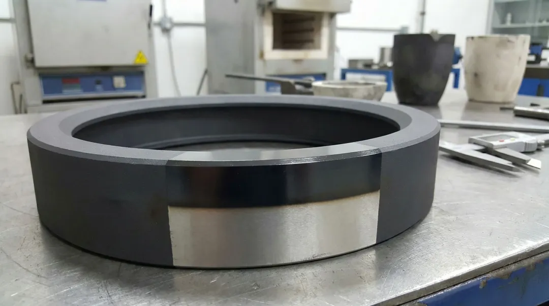 Boronized pump component cross-section showing hard diffusion layer surface hardness improvement