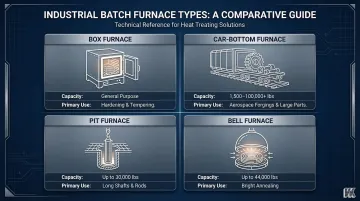 Four industrial batch furnace types comparison box car-bottom pit and bell