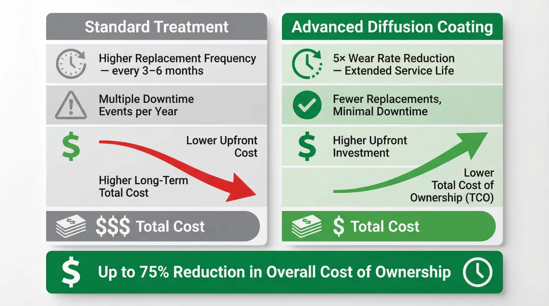 Heat treatment total cost of ownership comparison standard versus advanced diffusion coating processes