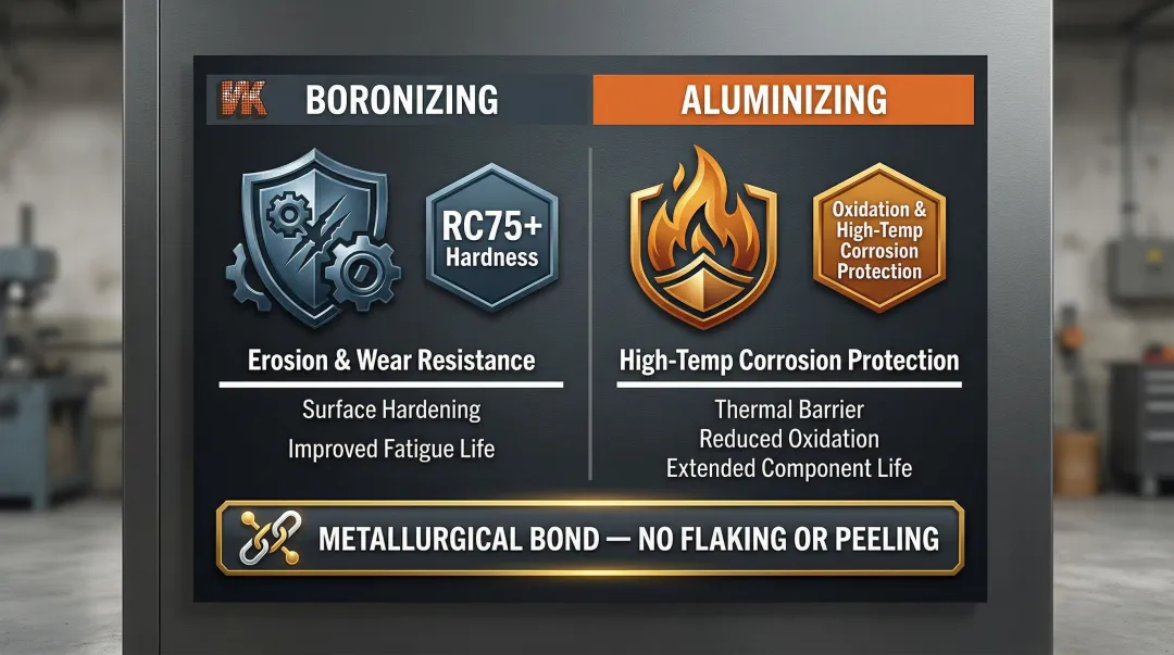 Boronizing versus aluminizing diffusion coating comparison for heat exchanger tubes