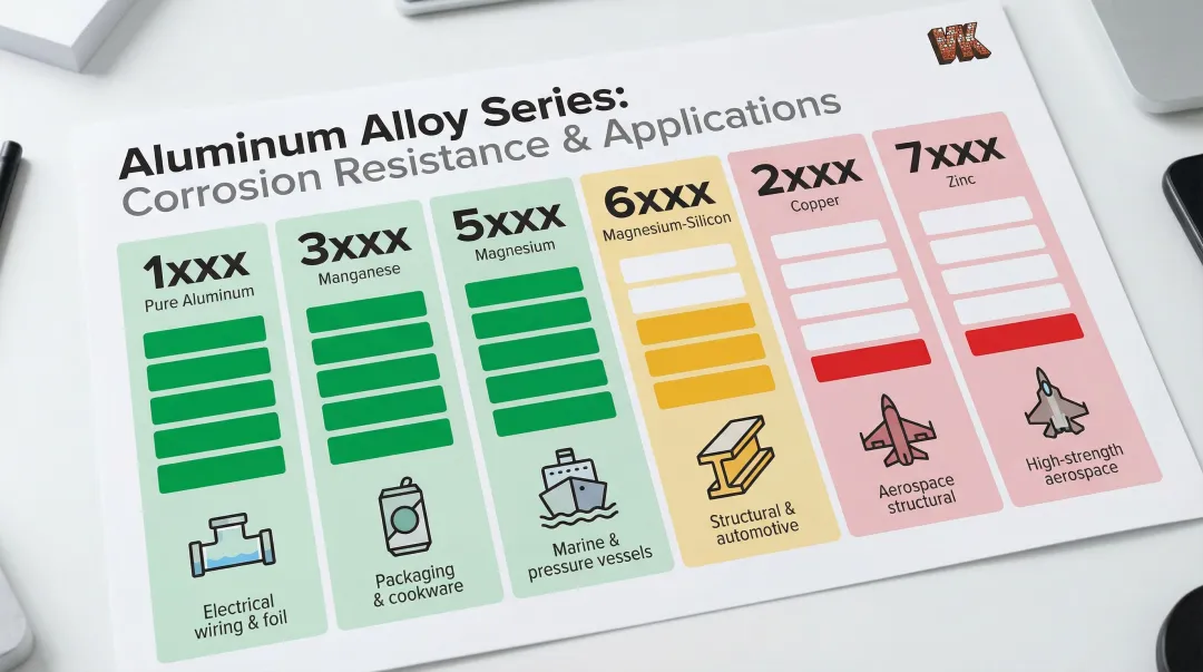 Aluminum alloy series corrosion resistance comparison table from 1xxx to 7xxx series