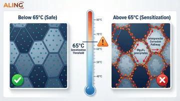 5xxx series aluminum sensitization process at temperatures above 65 degrees Celsius