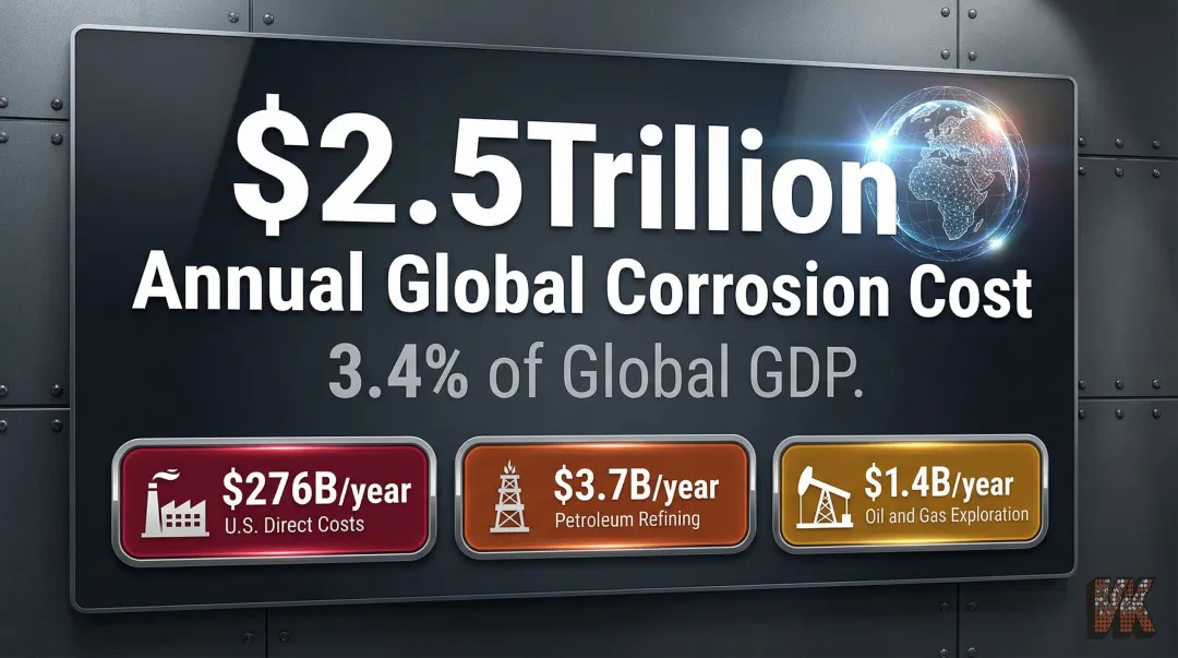 Global industrial corrosion cost breakdown by sector annual dollar figures infographic