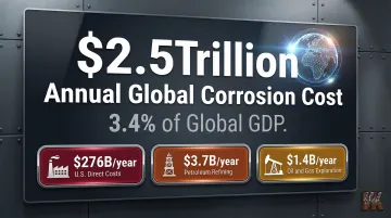 Global industrial corrosion cost breakdown by sector annual dollar figures infographic