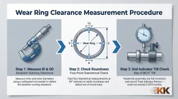 Three-step wear ring clearance field measurement process using micrometer and dial indicator