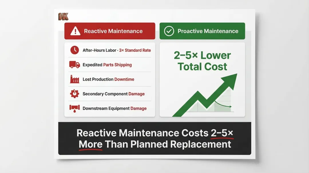 Reactive versus proactive wear ring maintenance cost comparison breakdown infographic