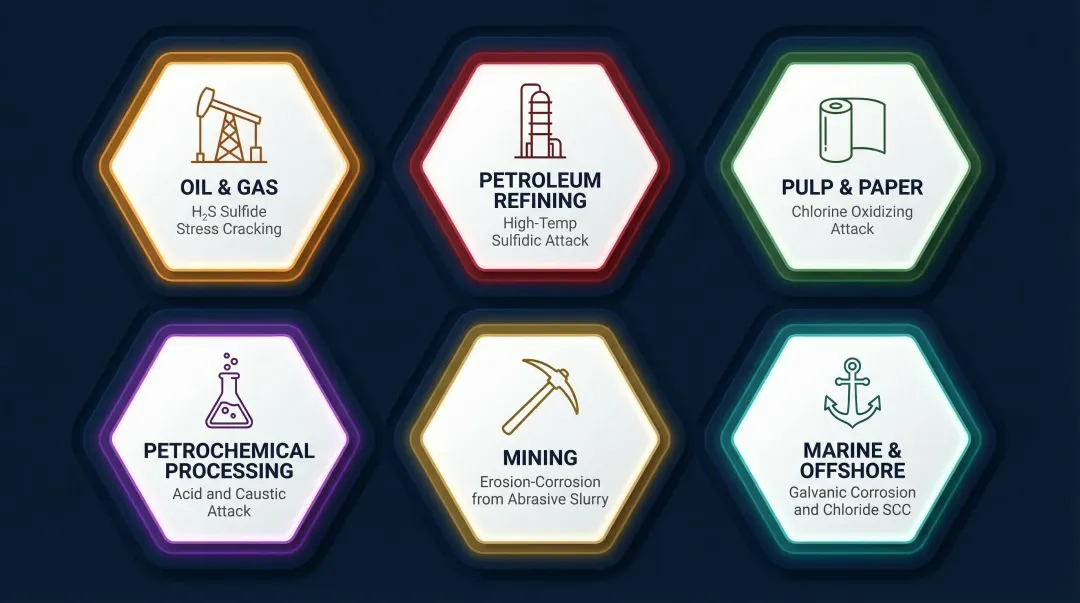 Six industrial sectors requiring corrosion resistant wear rings with key failure mechanisms