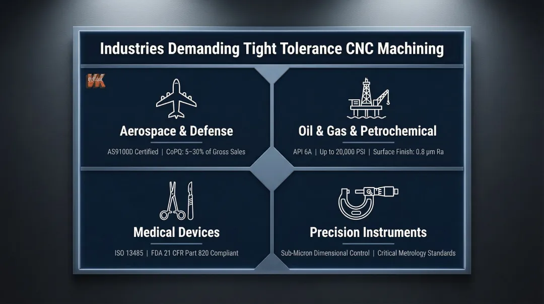 Four industries relying on tight tolerance CNC machining with key requirements and standards