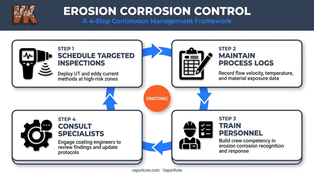Four-step long-term erosion corrosion prevention and monitoring program framework