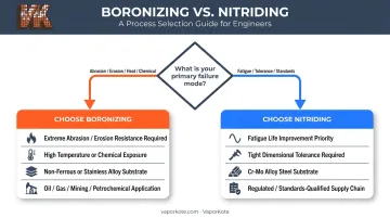 Boronizing versus nitriding application selection decision guide flowchart