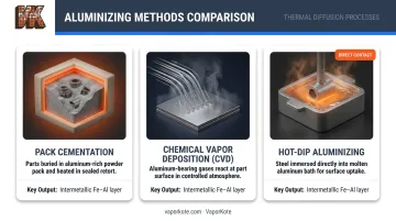 Three alumina coating application methods pack cementation CVD and hot-dip aluminizing process comparison