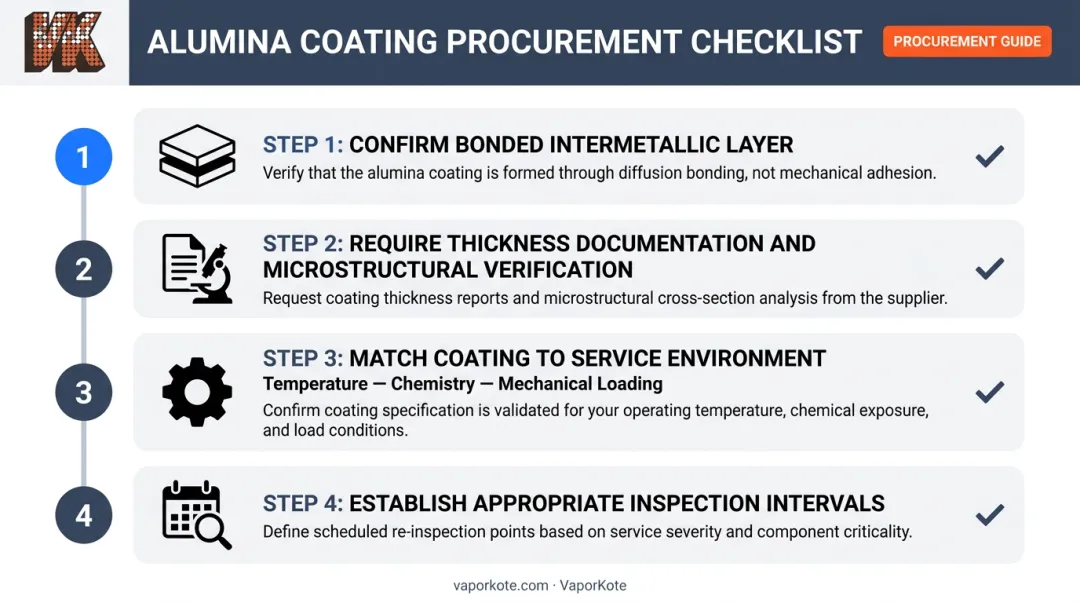 Four-step alumina coating specification and verification checklist for industrial steel components