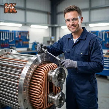Industrial heat exchanger undergoing repair and maintenance service at a VaporKote facility