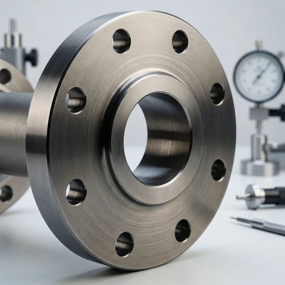Close-up of a precision-machined metal component with surface coating applied in an industrial facility