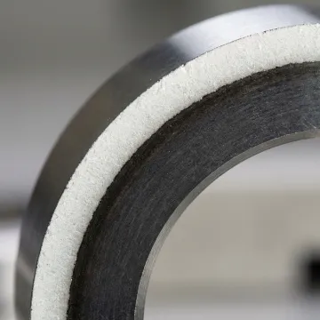 Cross-section of a boronized metal component showing hardened wear resistant surface layer