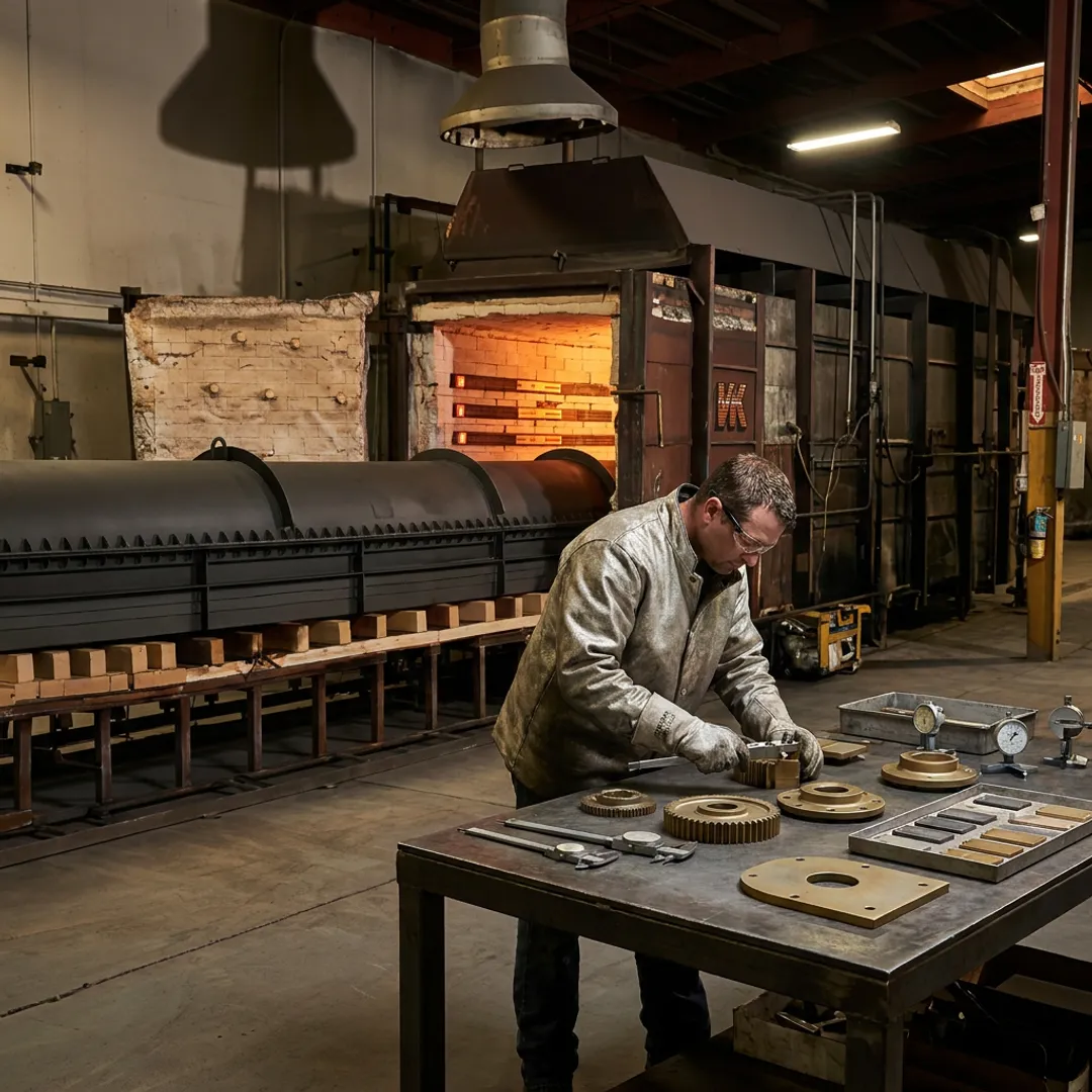 Technician reviewing coated industrial components