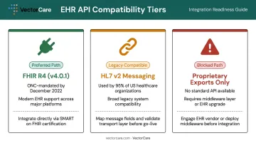 Three EHR API compatibility options comparison FHIR HL7 and proprietary exports