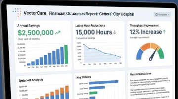 VectorCare hospital partner financial savings summary showing annual cost reduction outcomes