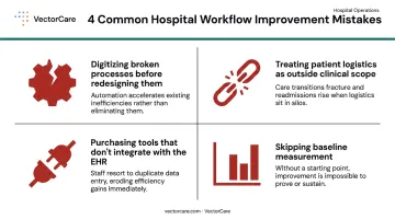 Four common hospital workflow improvement mistakes that stall or derail optimization initiatives