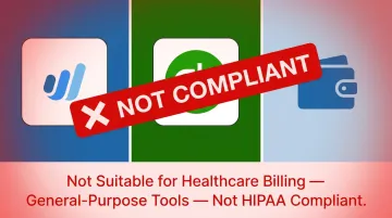 Consumer invoicing tools QuickBooks PayPal Wave shown as non-HIPAA-compliant platforms