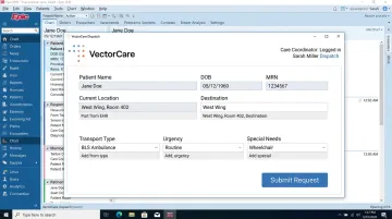 VectorCare SMART on FHIR Epic EHR integration pulling patient data into transport request