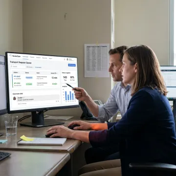 Patient logistics dashboard showing transport requests and vendor status