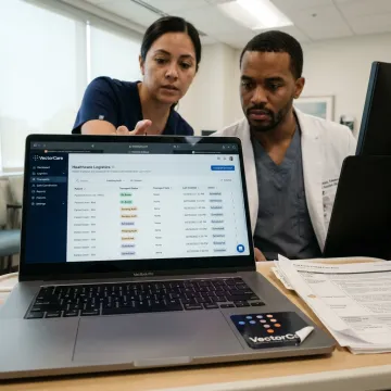 Healthcare team coordinating care through integrated EHR software