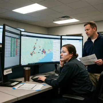 EMS dispatcher using ambulance fleet management software