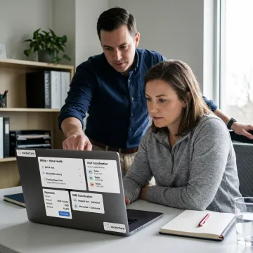 Healthcare billing workflow connected to home health services