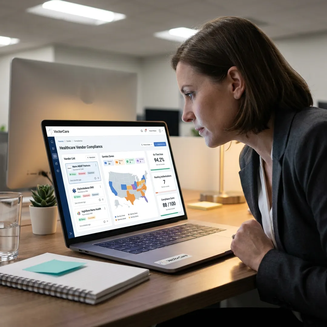 Healthcare vendor credentialing platform dashboard