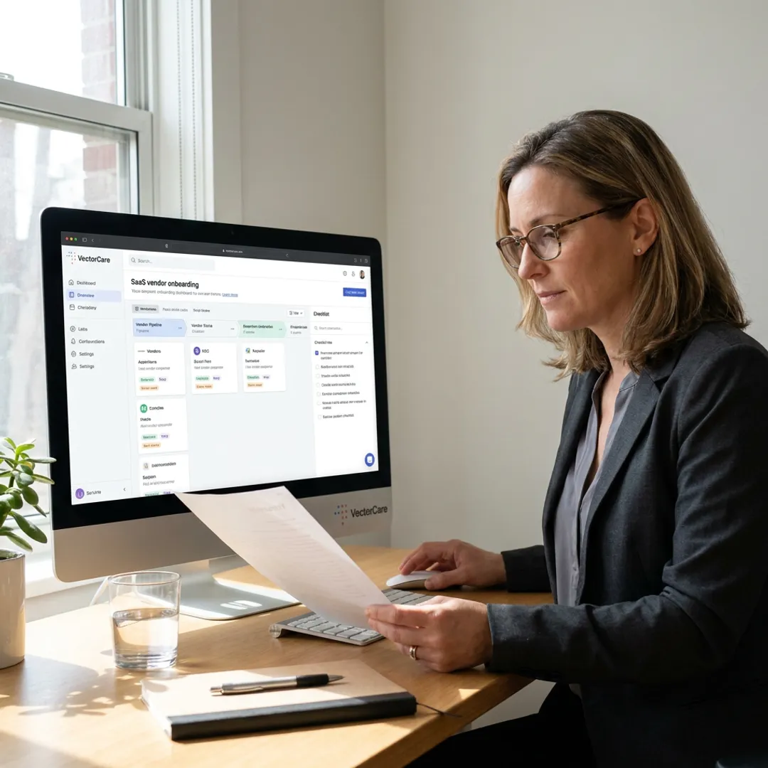 Healthcare vendor credentialing workflow dashboard