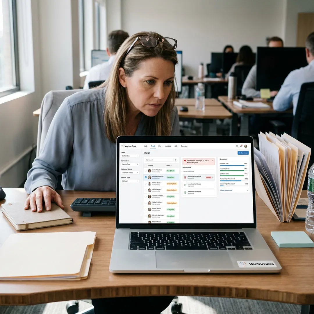 Healthcare vendor credentialing portal dashboard