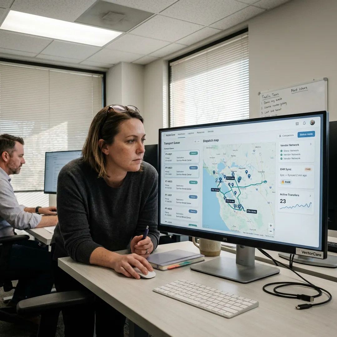 Healthcare logistics scheduling software dashboard