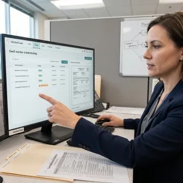 Healthcare vendor credentialing workflow dashboard
