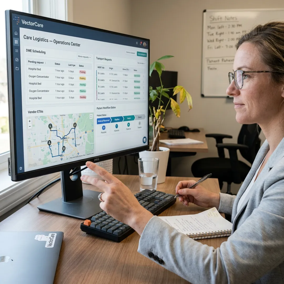 Healthcare logistics scheduling platform dashboard