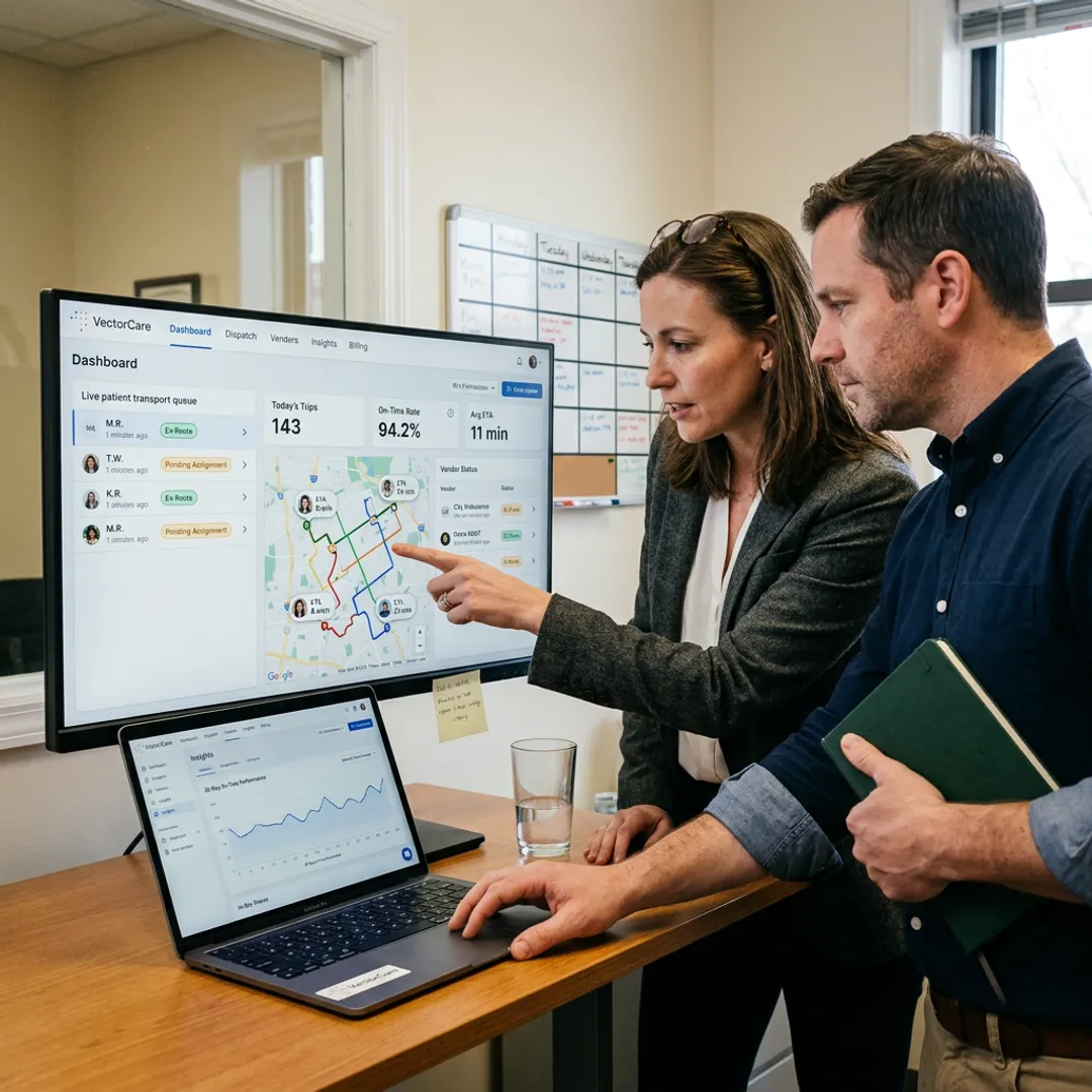 Healthcare patient transport logistics dashboard