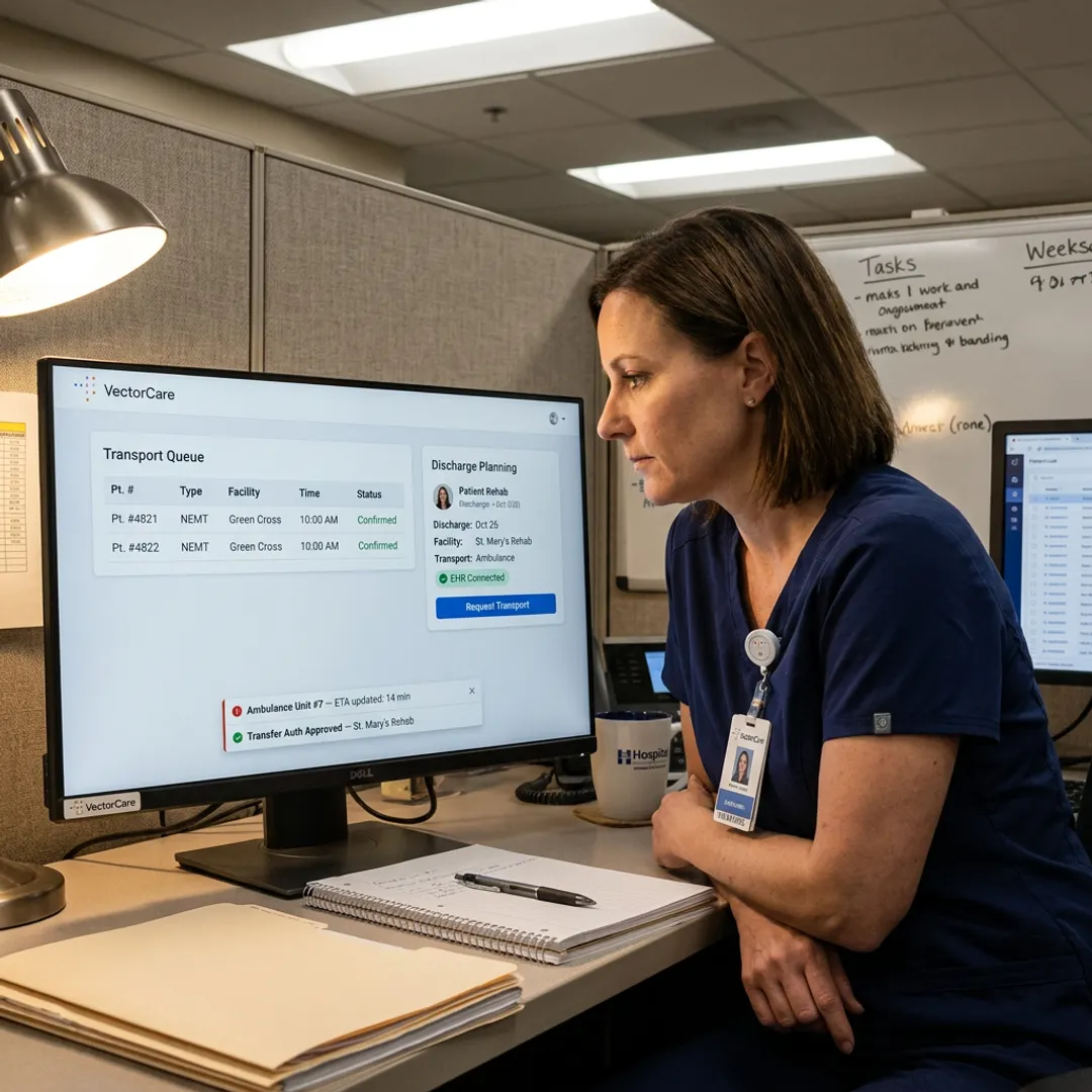 Hospital patient logistics software dashboard