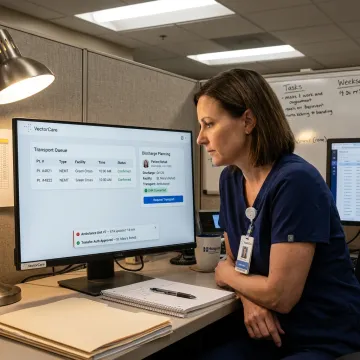 Hospital patient logistics software dashboard