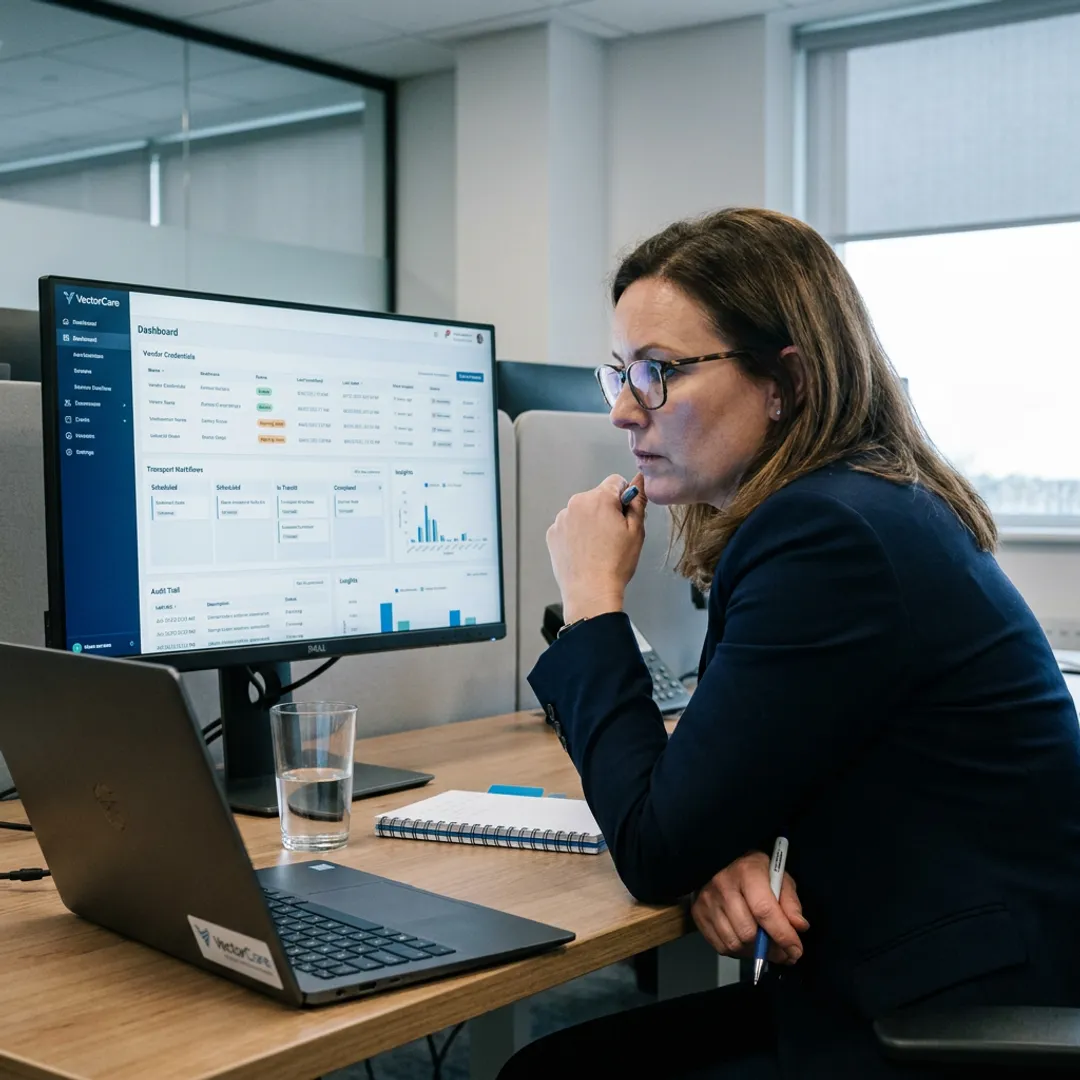Healthcare compliance platform dashboard for patient logistics teams