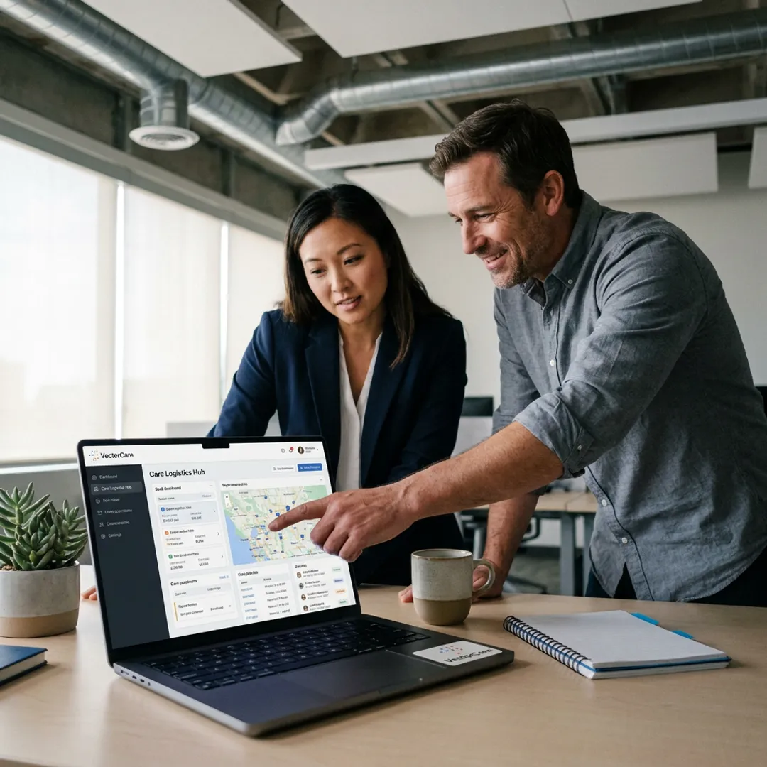 Elder care logistics software dashboard