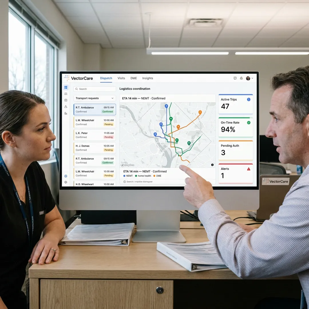 Digital platform coordinating home care patient logistics