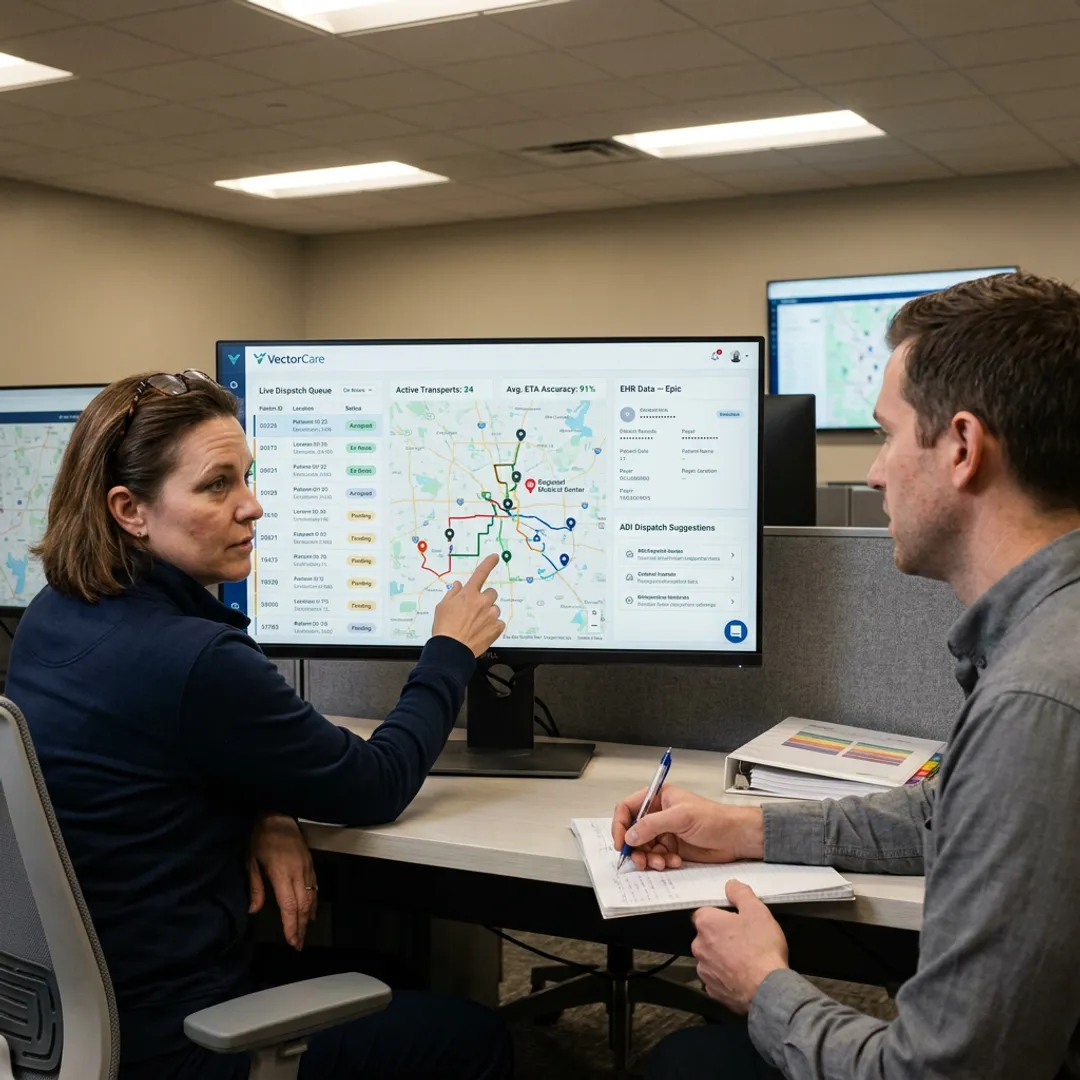 Healthcare team using patient logistics platform