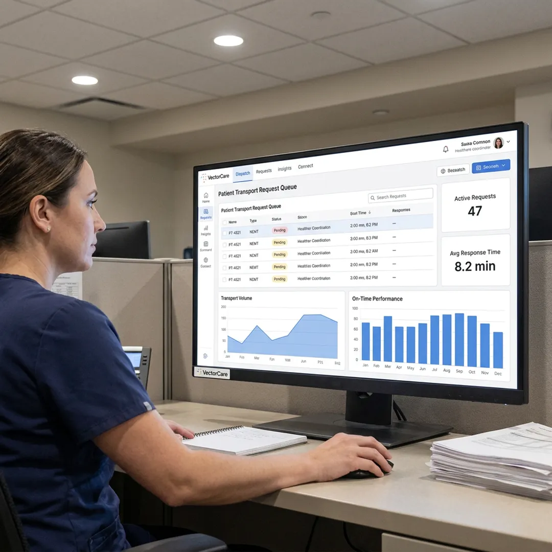 Healthcare intelligence platform dashboard for patient logistics