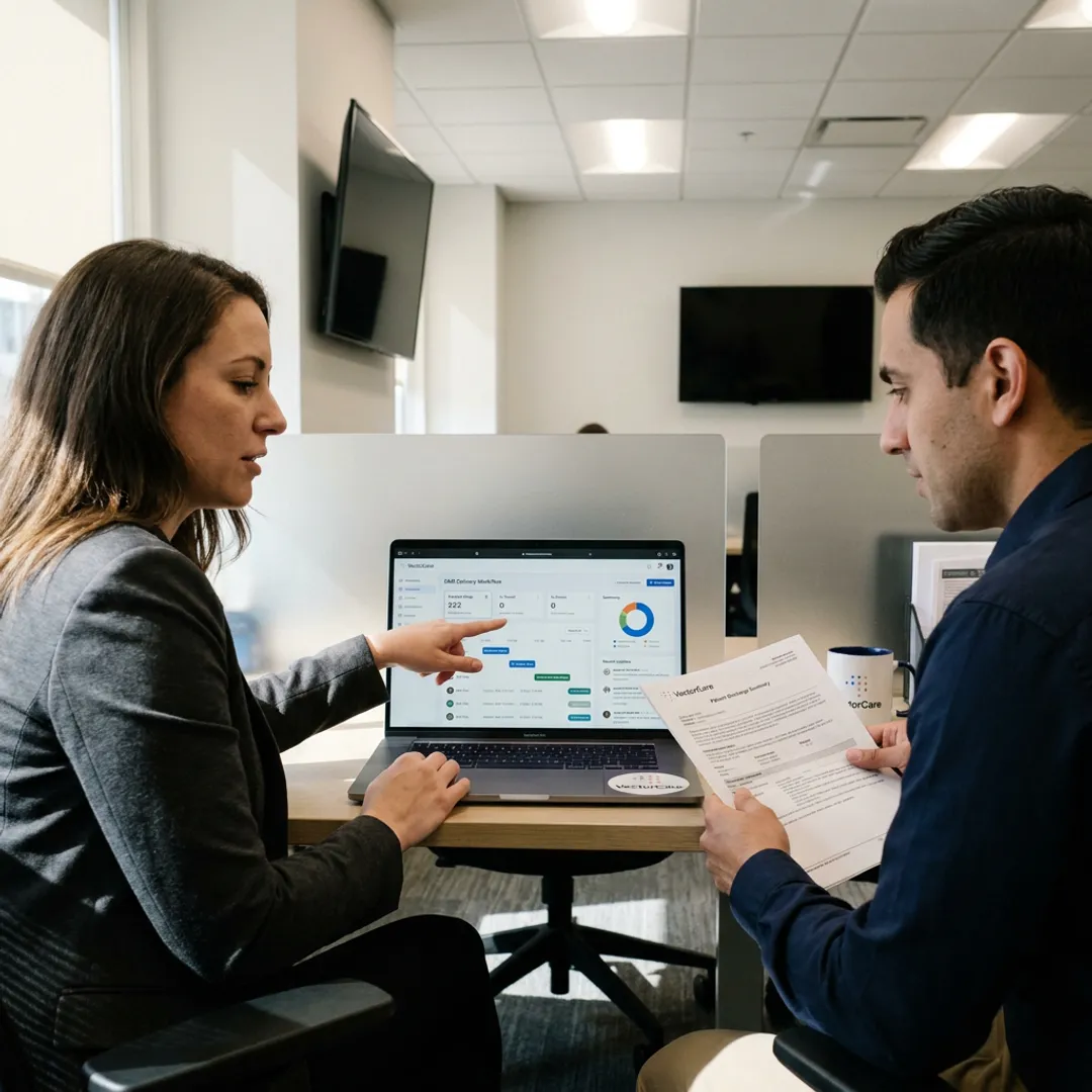 Care team reviewing DME delivery logistics workflow