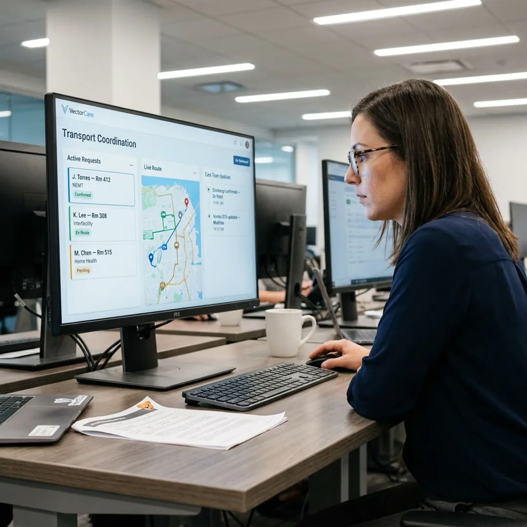 Digital non-emergency patient transportation coordination dashboard